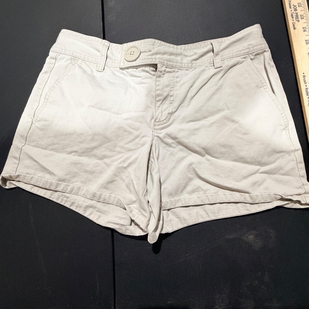 Y2K Old Navy Khaki Chino Shorts Womens 6 Cargo Pockets Indie Sleeze Low Rise